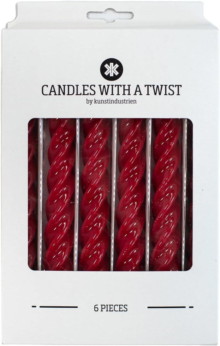 شموع “Candles with a Twist®”， مصنوعة في إيطاليا، متوفرة بـ 25 لونًا، شموع ملتوية طويلة الاحتراق، مطلية، مجموعة هدايا من الشموع بدون رائحة، 6 قطع. الحجم: 2.2 × 21 سم (لون أحمر داكن). - Image 3