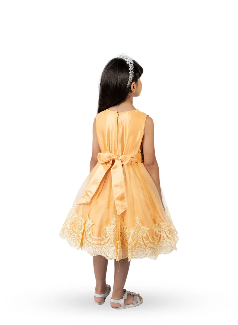 D'Daniela Mini Maya Kids Sequin Applique Dress Yellow