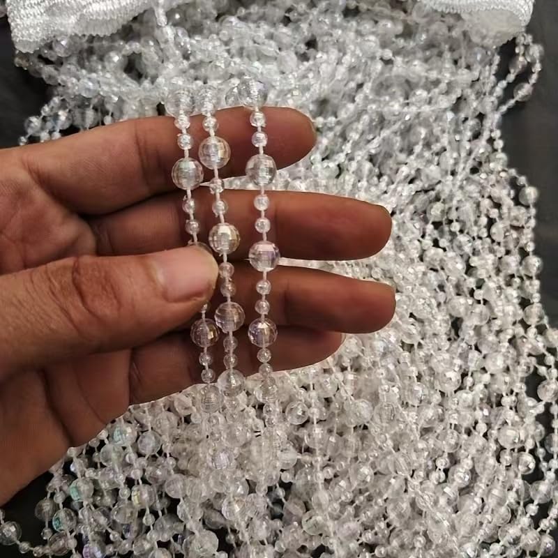 ave split Beaded Curtain Doorways Star Acrylic Hanging Door Beads String Curtains Tassel Room Divider Screen Decor for Doorway Window Living Room Wedding 049Star (Shiny Transparent Ball) - Image 3