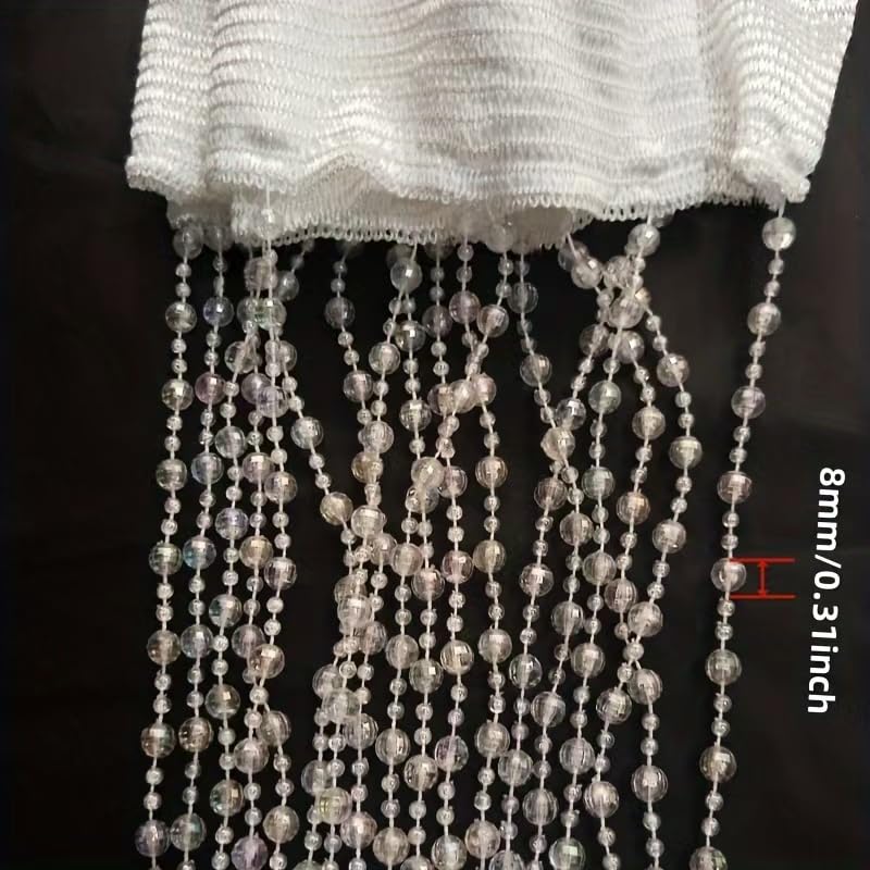 ave split Beaded Curtain Doorways Star Acrylic Hanging Door Beads String Curtains Tassel Room Divider Screen Decor for Doorway Window Living Room Wedding 049Star (Shiny Transparent Ball) - Image 2