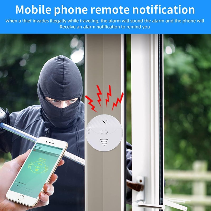 Zikra WiFi Smart Door Window Alarm, Vibration Sensors with 130dB Alarm and Free App Alerts, with Virtually Any Window, Glass Break Alarm Perfect for Home, Office, Dorm Room - Image 3