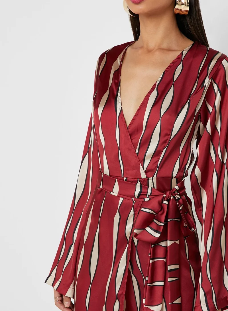 Ginger Abstract Print Wrap Front Maxi Dress