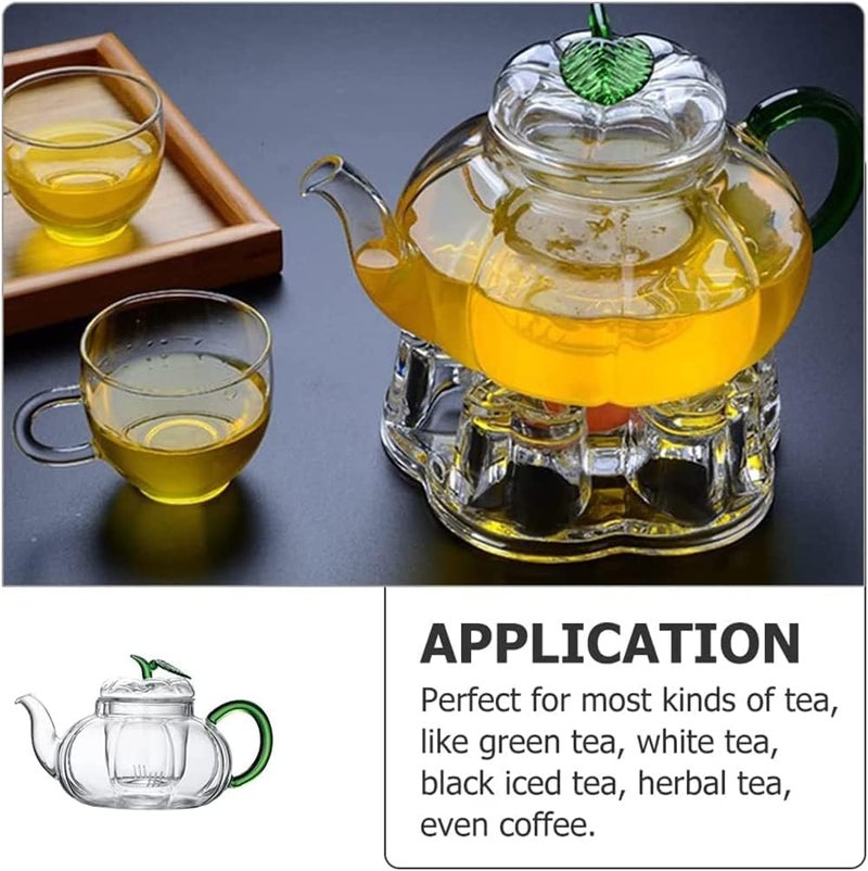 Glass Teapot with Infuser Stovetop Tea Kettle for Loose Leaf Tea Kung Fu Glass Teapot Tea Maker Stovetop Safe Glass Teapot with Lids Handle for Home Office, 600ml - Image 2