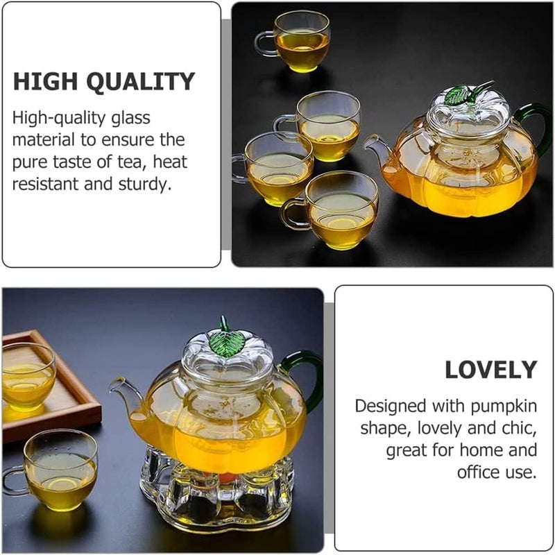 Glass Teapot with Infuser Stovetop Tea Kettle for Loose Leaf Tea Kung Fu Glass Teapot Tea Maker Stovetop Safe Glass Teapot with Lids Handle for Home Office, 600ml - Image 3