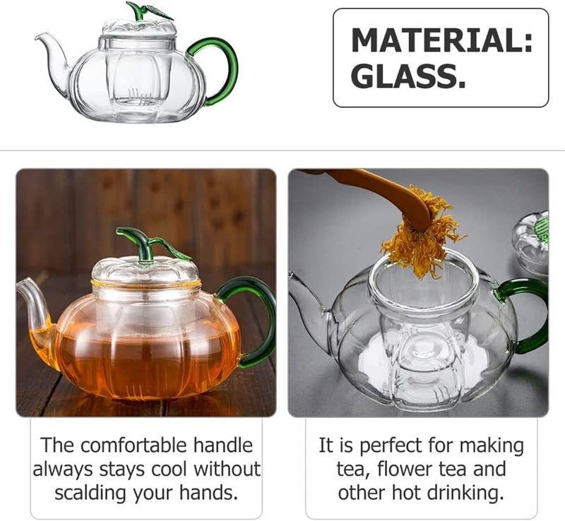 Glass Teapot with Infuser Stovetop Tea Kettle for Loose Leaf Tea Kung Fu Glass Teapot Tea Maker Stovetop Safe Glass Teapot with Lids Handle for Home Office, 600ml - Image 5