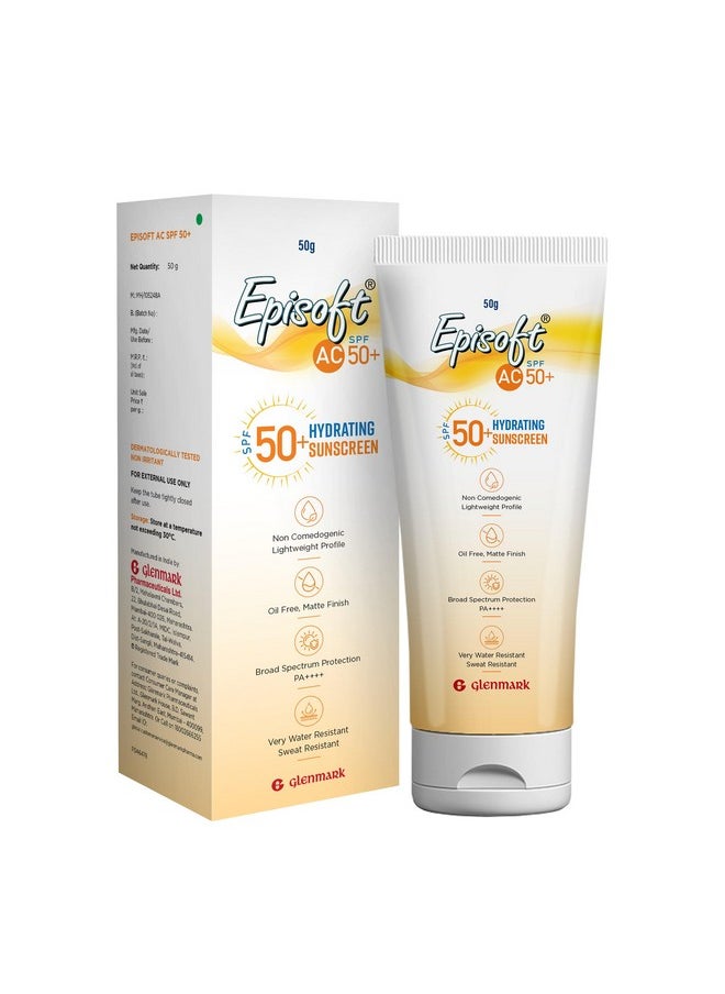إيبيسوفت - واقي شمس Ac Spf 50+ | أقصى قدر من الترطيب | حماية من الأشعة فوق البنفسجية A/B ومقاومة الماء والعرق | خفيف الوزن | مع فوائد مضادة للشيخوخة | لجميع أنواع البشرة | بدون طبقة بيضاء | 50 جرام - Image 1