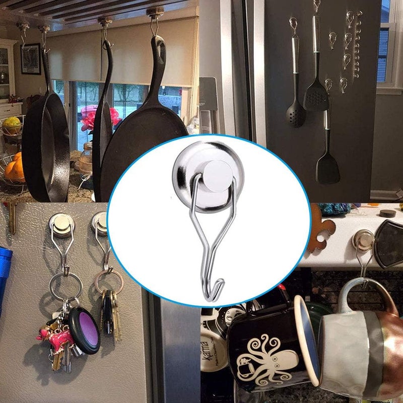 Elefama 110 LBS Magnetic Hooks Heavy Duty for Cruise Cabins Refrigerator Fridge Hanging Grill Tools Purse Magnet Hooks Strong Magnets with Hooks Swing Magnetic Hook Hanger for Kitchen Classroom - Image 5
