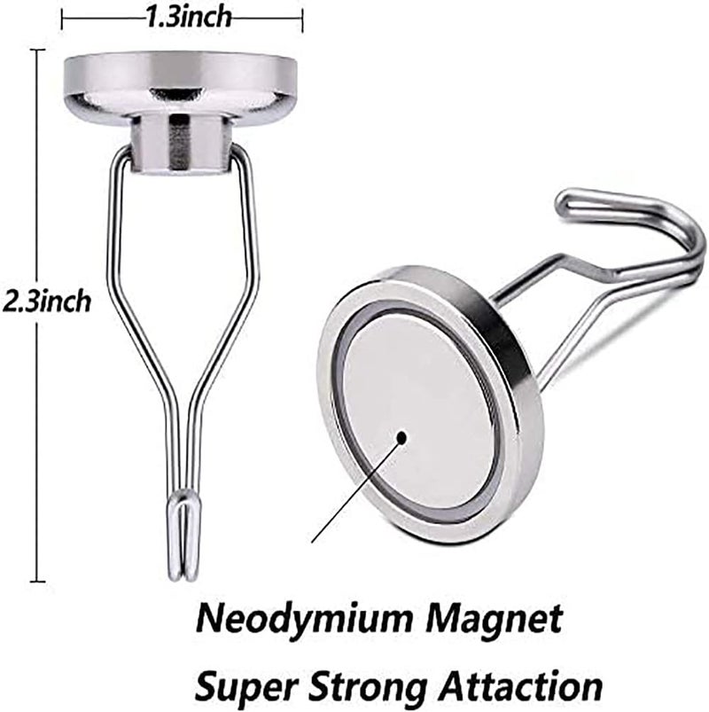 Elefama 110 LBS Magnetic Hooks Heavy Duty for Cruise Cabins Refrigerator Fridge Hanging Grill Tools Purse Magnet Hooks Strong Magnets with Hooks Swing Magnetic Hook Hanger for Kitchen Classroom - Image 4