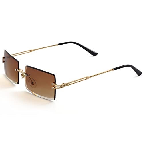 Kursan Frameless Rectangle Sunglasses for Men Women Small Rimless Sun Glasses Shades UV400 Protection (Gradient Brown) - Image 4