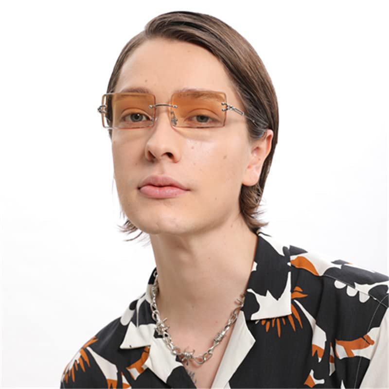 Kursan Frameless Rectangle Sunglasses for Men Women Small Rimless Sun Glasses Shades UV400 Protection (Gradient Brown) - Image 2