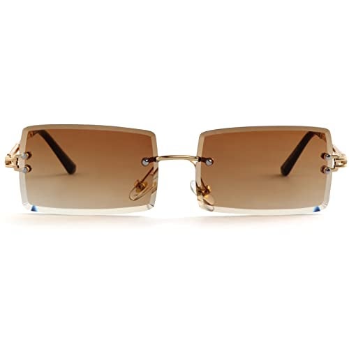 Kursan Frameless Rectangle Sunglasses for Men Women Small Rimless Sun Glasses Shades UV400 Protection (Gradient Brown) - Image 5