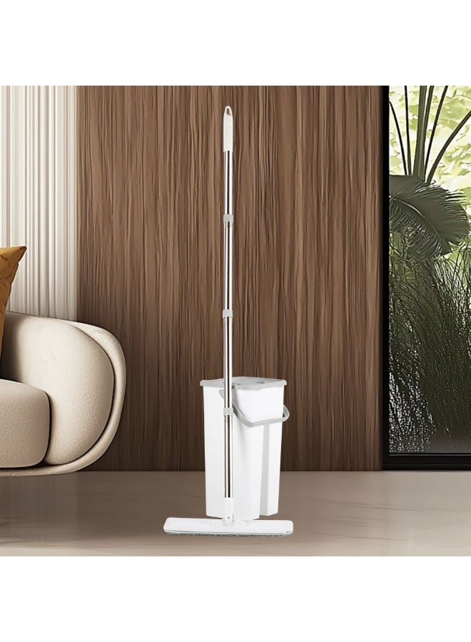 Magnus Self Wash Mop Bucket Kit Easy to Use Efficient Floor Cleaning System for Home Office and Commercial Spaces White & Grey 20 X 17 X 36 Cm - Image 1