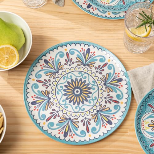 Bzyoo 12-Piece Melamine Dinnerware Set - Madallion | Lightweight, Durable, BPA-Free | Dishwasher Safe Dish Set for Indoor & Outdoor Use - Perfect for Camping, BBQs, Kids Parties - Image 3