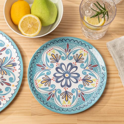 Bzyoo 12-Piece Melamine Dinnerware Set - Madallion | Lightweight, Durable, BPA-Free | Dishwasher Safe Dish Set for Indoor & Outdoor Use - Perfect for Camping, BBQs, Kids Parties - Image 2