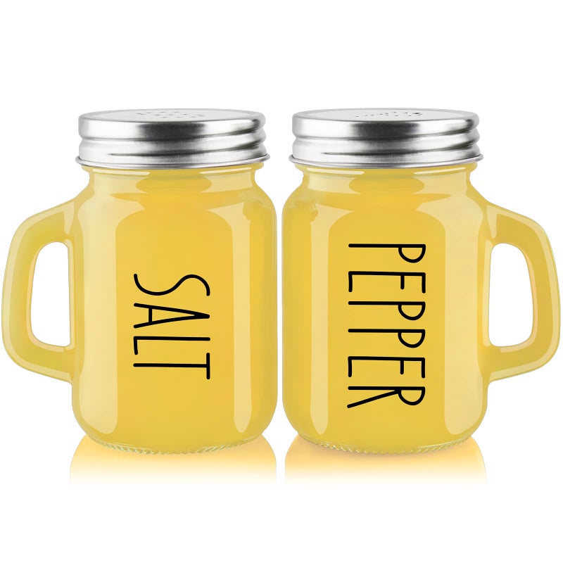 ZOSUJO Yellow Salt and Pepper Shakers Set - Yellow Kitchen Decor and Accessories for Home Restaurants Wedding - Glass Salt and Pepper Set for Cooking Table, RV, BBQ, Easy to Clean & Refill - Image 1