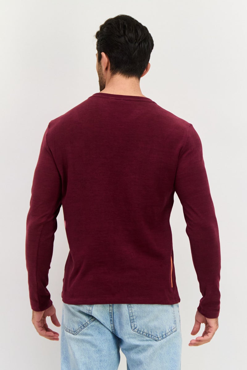 Avalanche Men Round Neck Long Sleeve Heather T-Shirt, Maroon - Image 2