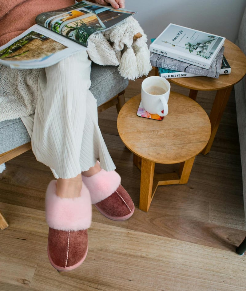 KuaiLu Womens Slippers, Fluff Dual Memory Foam Slippers Ladies Cozy Arch Support Warm Scuff Slippers Slip on Comfy Winter House Shoes with Non-Slip Indoor Outdoor Hard Sole Pink 8 - Image 2