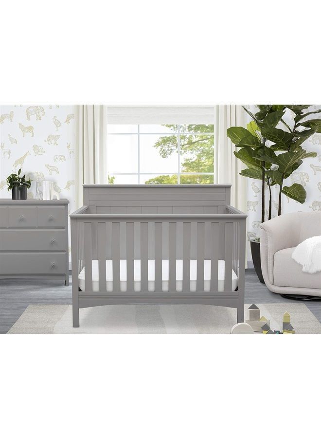 Delta CHILDREN Fancy 4-in-1 Convertible Baby Crib - Greenguard Gold Certified, Grey 
