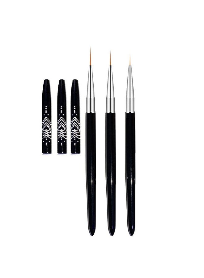 FULINJOY Nail Art Liner Brushes 7Mm9Mm11Mm Uv Gel Painting Nail Art Design Brush Metal Handle Nail Drawing Pens (3Pcs Black) - Image 1