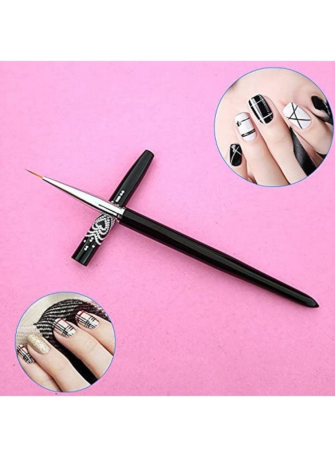 FULINJOY Nail Art Liner Brushes 7Mm9Mm11Mm Uv Gel Painting Nail Art Design Brush Metal Handle Nail Drawing Pens (3Pcs Black) - Image 5