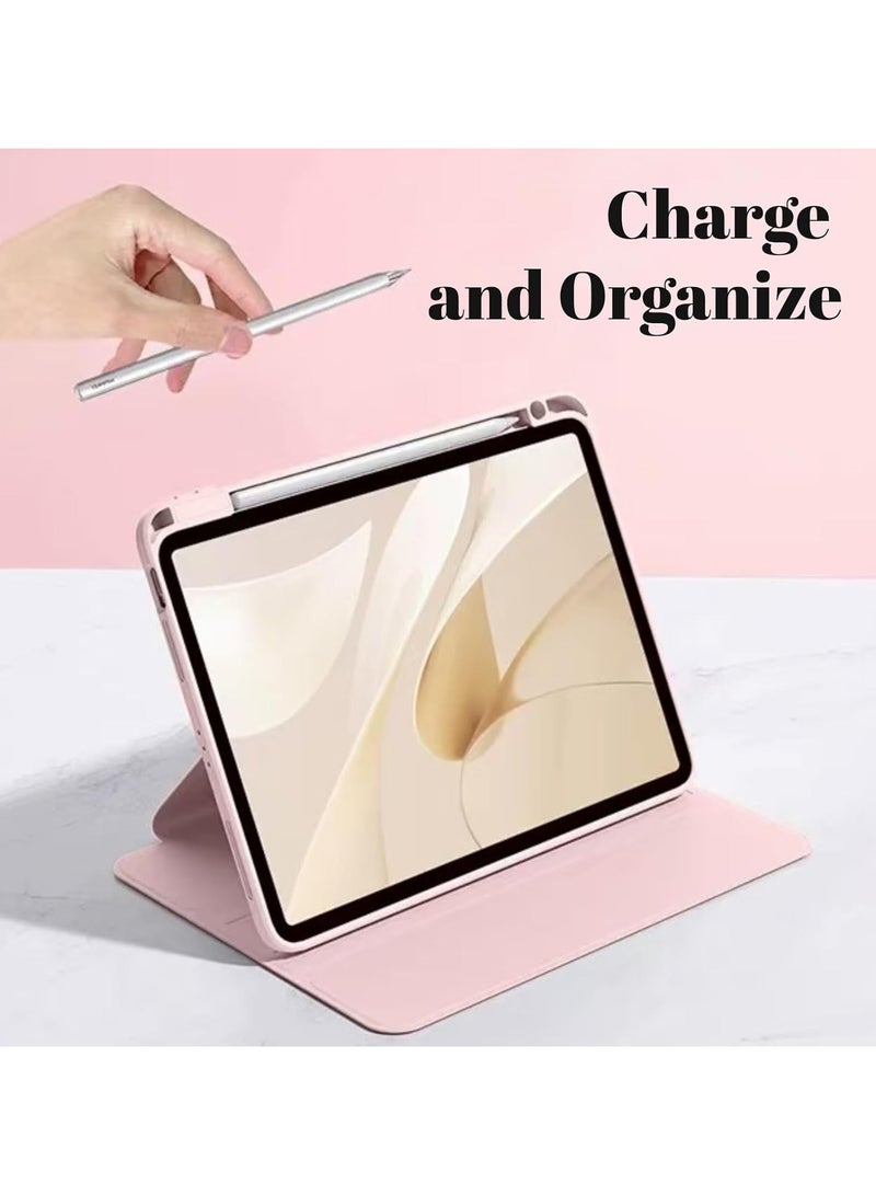 Hybrid Case Compatible with Huawei MatePad 12X/Matepad Air 12 2024 Cover, Clear Acrylic Multi-Angle Hard PC Case with Pen Holder Protective Stand Cover for Huawei MatePad 12X 12inch (Pink) - Image 4