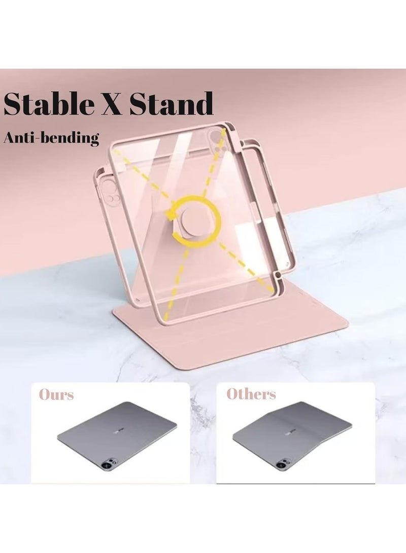 Hybrid Case Compatible with Huawei MatePad 12X/Matepad Air 12 2024 Cover, Clear Acrylic Multi-Angle Hard PC Case with Pen Holder Protective Stand Cover for Huawei MatePad 12X 12inch (Pink) - Image 5