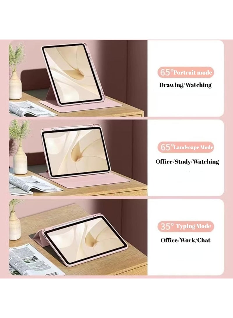 Hybrid Case Compatible with Huawei MatePad 12X/Matepad Air 12 2024 Cover, Clear Acrylic Multi-Angle Hard PC Case with Pen Holder Protective Stand Cover for Huawei MatePad 12X 12inch (Pink) - Image 3