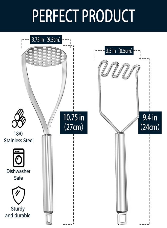MUJINON 18/0 Stainless Steel Potato Mashers, 10.7-in Kitchen Masher Tool for Avocado Vegetable Sauce Butter, Heavy Duty, Dishwasher Safe, Pack of 2 - Image 4