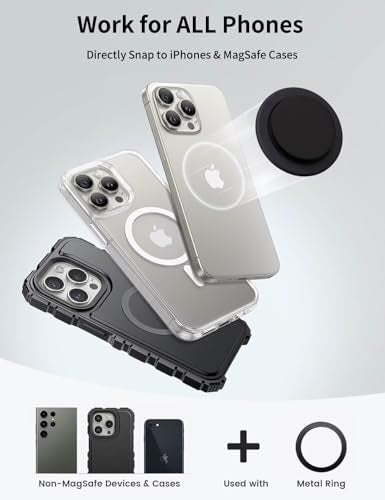 FENNIDICE Genuine Carbon Fiber Magnetic Phone Grip Compatible with Magsafe，Collapsible Mobile Phones Stand Holder for Smartphone Tablet Cell Phone Accessory - Black Twill - Image 4