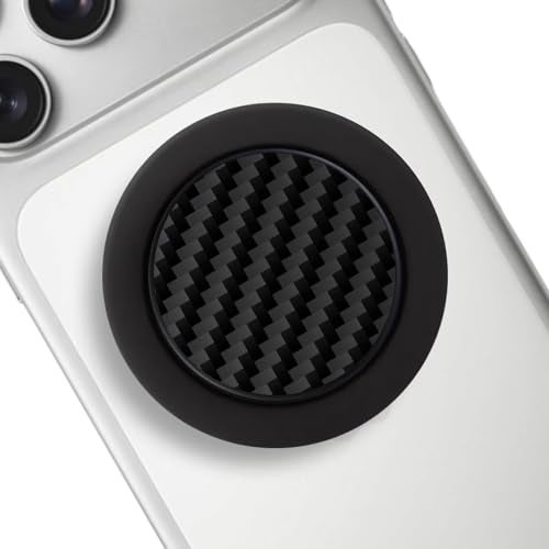 FENNIDICE Genuine Carbon Fiber Magnetic Phone Grip Compatible with Magsafe，Collapsible Mobile Phones Stand Holder for Smartphone Tablet Cell Phone Accessory - Black Twill - Image 1