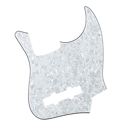 FLEOR 10 Hole J Bass Pickguard Scratch Plate Pick Guards for 4 Strings American/Mexican Standard J Bass Part, 4Ply White Pearl - Image 4