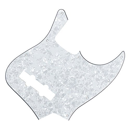 FLEOR 10 Hole J Bass Pickguard Scratch Plate Pick Guards for 4 Strings American/Mexican Standard J Bass Part, 4Ply White Pearl - Image 3
