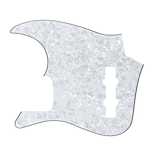 FLEOR 10 Hole J Bass Pickguard Scratch Plate Pick Guards for 4 Strings American/Mexican Standard J Bass Part, 4Ply White Pearl - Image 5