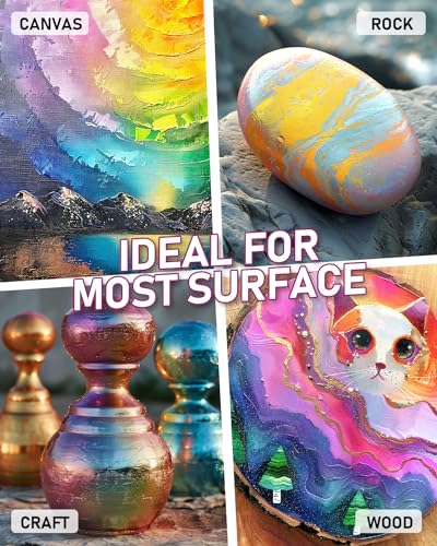 Nicpro 8 Colors Iridescent Acrylic Paint, 8.45oz / 250ml Large Bulk Metallic Acrylic Paint,Color Shifting & Non-Toxic Art Painting Supplies For Canvas Fabric Rock Wood with Color Wheel - Image 5