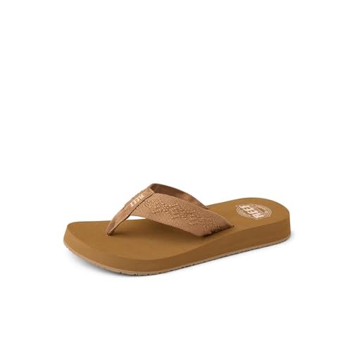 Reef Sandy Womens Beach Flip Flop, Soft Woven Strap Made From 100% Recycled PET, Tan, 8 - Image 1