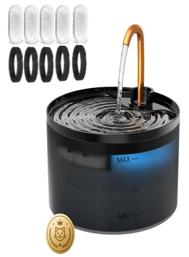 LIPSA ENTERPRISE Cat Water Fountain - 2.1L/67oz Plastic Pet Water Drinking Fountain for Cats Indoor, Dog Water Fountain with Filters & Sponges,Water Level Window (Combo, Black 2L+ 5 Filters) - Image 1