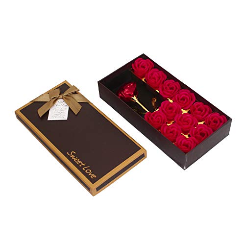 Webelkart Artificial Gift Box with Roses (Red, 1 Rose, 12 Rose Soap) - Image 2