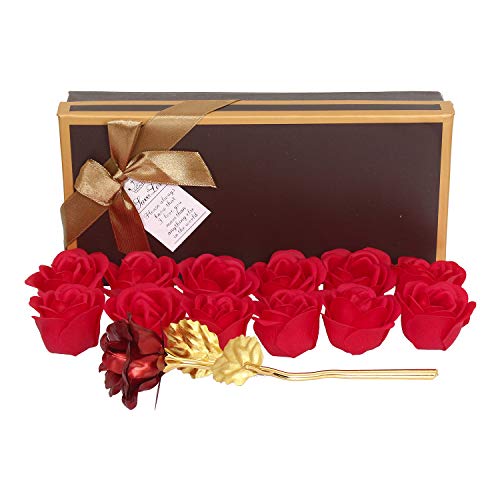 Webelkart Artificial Gift Box with Roses (Red, 1 Rose, 12 Rose Soap) - Image 5