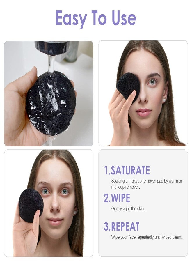 SUNLAND Reusable Makeup Remover Pads for Face,Eyes,Lips 16 Pack Microfiber Face Cleansing Gloves Washable with Laundry Bag and Travel Bag Rounds Toner Pads (Round 3.15inchx16, Black) - Image 4