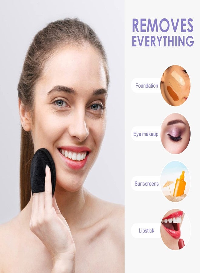 SUNLAND Reusable Makeup Remover Pads for Face,Eyes,Lips 16 Pack Microfiber Face Cleansing Gloves Washable with Laundry Bag and Travel Bag Rounds Toner Pads (Round 3.15inchx16, Black) - Image 5