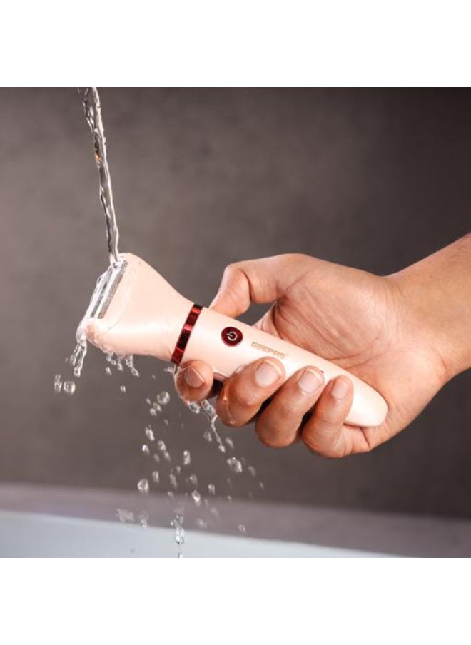 GEEPAS 3-in-1 Waterproof Lady Shaver Set with Lithium Battery, LED Indicator, 3 Changeable Heads, and 2 Comb Attachments - Ultimate Hair Removal Solution  - Image 2