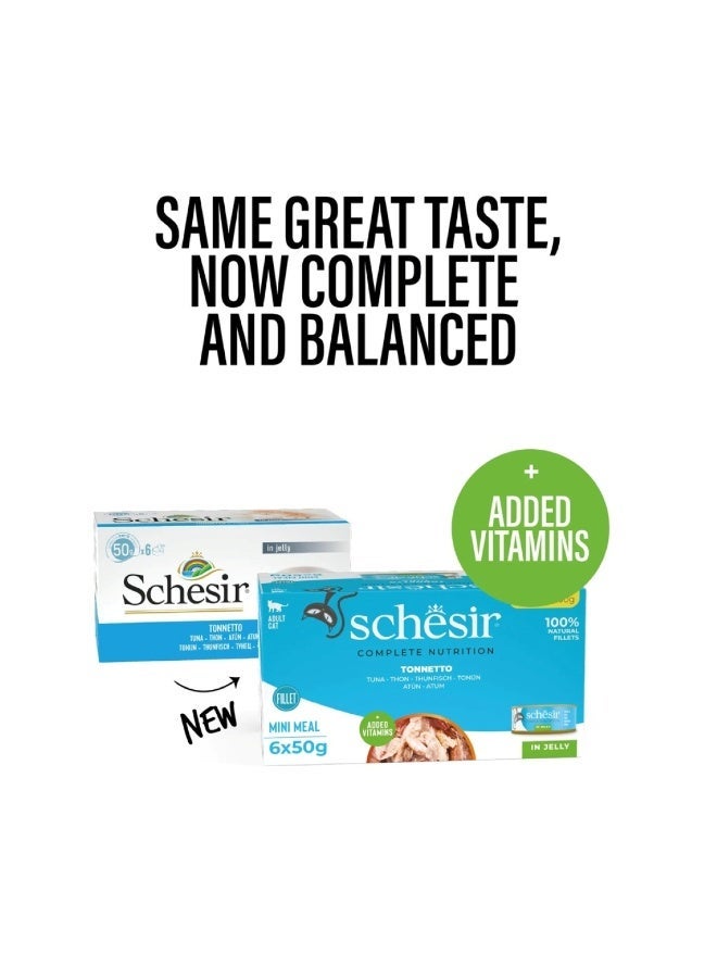Schesir Complete & Balanced Nutrition Wet Cat Food in Jelly Can[Multi pack]- Tuna-(6X50g) - Image 1