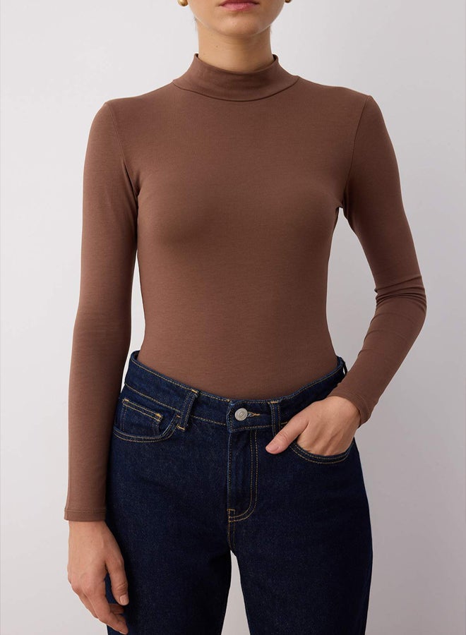 trendyol Brown Turtleneck Snap Knitted Bodysuit TWOAW21BD0008 - Image 3