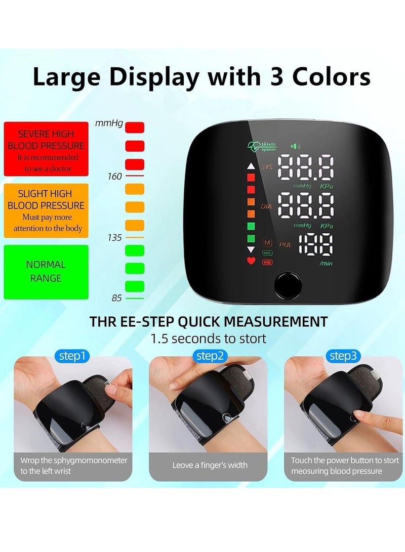 BORTONY Blood Pressure Monitor Digital Wrist Blood Pressure Machine Adjustable Cuff Bp Detector 2x99 Readings Memory Large Display Voice with Carrying Case Automatic Blood Pressure Wrist Detector Watch - Image 2