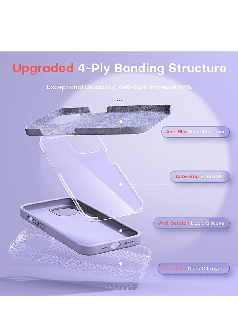 [5 in 1] for iPhone 14 pro max Case, with 2 Pack Screen Protector + 2 Pack Camera Lens Protector, Slim Liquid Silicone Phone Case 6.7 Inch, [Anti-Scratch] [Drop Protection]