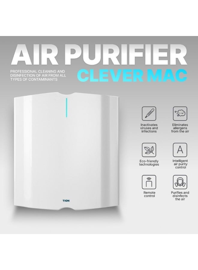 TION. Clever Air Wall-Mounted Purifier for Home - Air Cleaner with E11 HEPA Filter with Smart Air Quality Sensor Removes Allergens - Dust - Odors for Bedrooms - Office and Rooms up to 50 m² - White - Image 2