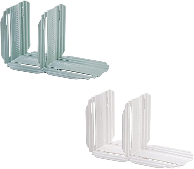 Tehaux 4Pcs Refrigerator Organizer Rack Adjustable Partition Boards White Kitchen Storage Shelves - Image 1