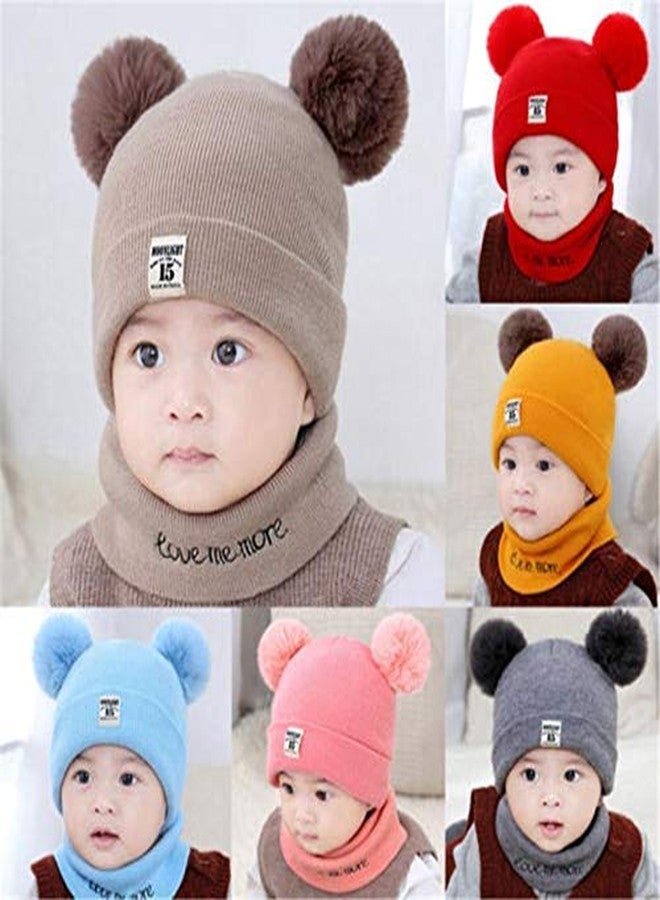 Zeki Baby Knit Hat Scarf Set Toddler Girls Boys Winter Pom Pom Beanie Cap With Neck Warmer (Grey)-(0-3 Years) - Image 3