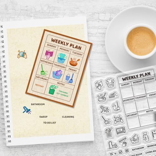 CHGCRAFT Housework Icons Clear Stamps Memos Transparent Stamps Silicone Clear Stamp Seals for DIY Scrapbooking Photo Album Decoration, 4.3x6.3 inch - Image 3