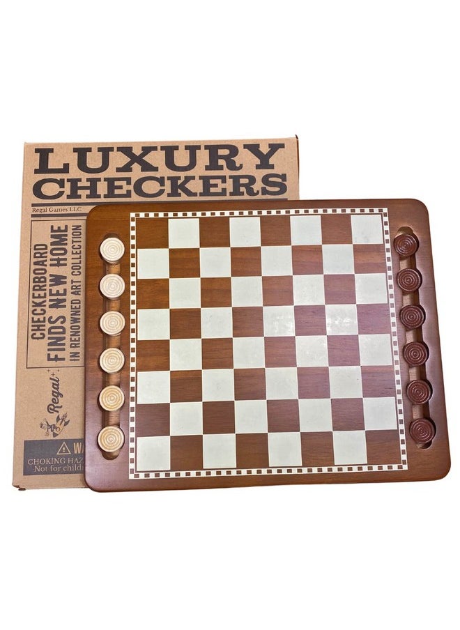 Regal Games - Luxury Checkers Board Game For Adults & Kids - Classic Wooden Board Game Set With 24 Checkers Pieces - Travel And Portable Table Games (Ages 8+) - Image 1